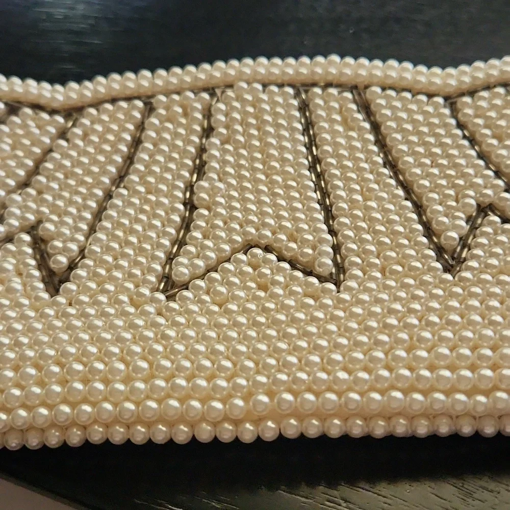 1960's vintage beaded faux pearls clutch bag made in Japan - Picture 8 of 9